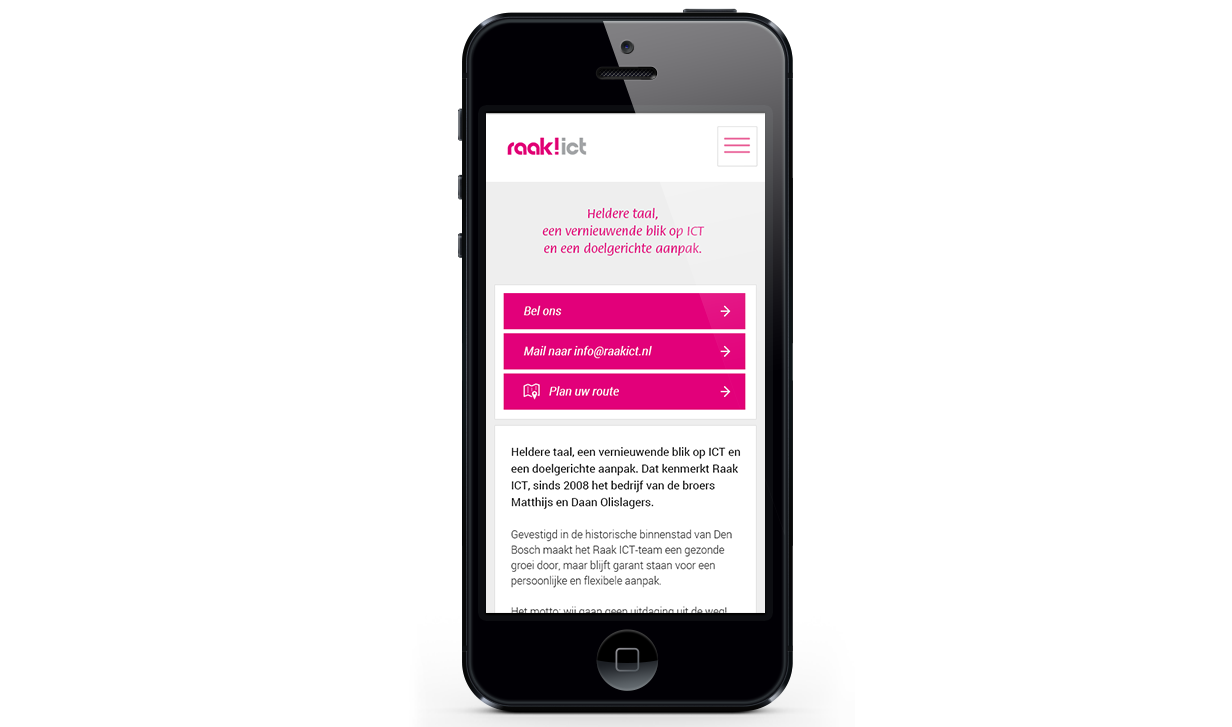 Raak ICT Mobiele website