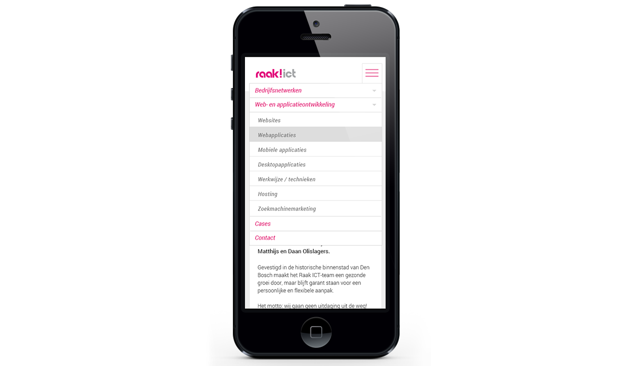 Raak ICT Mobiele website